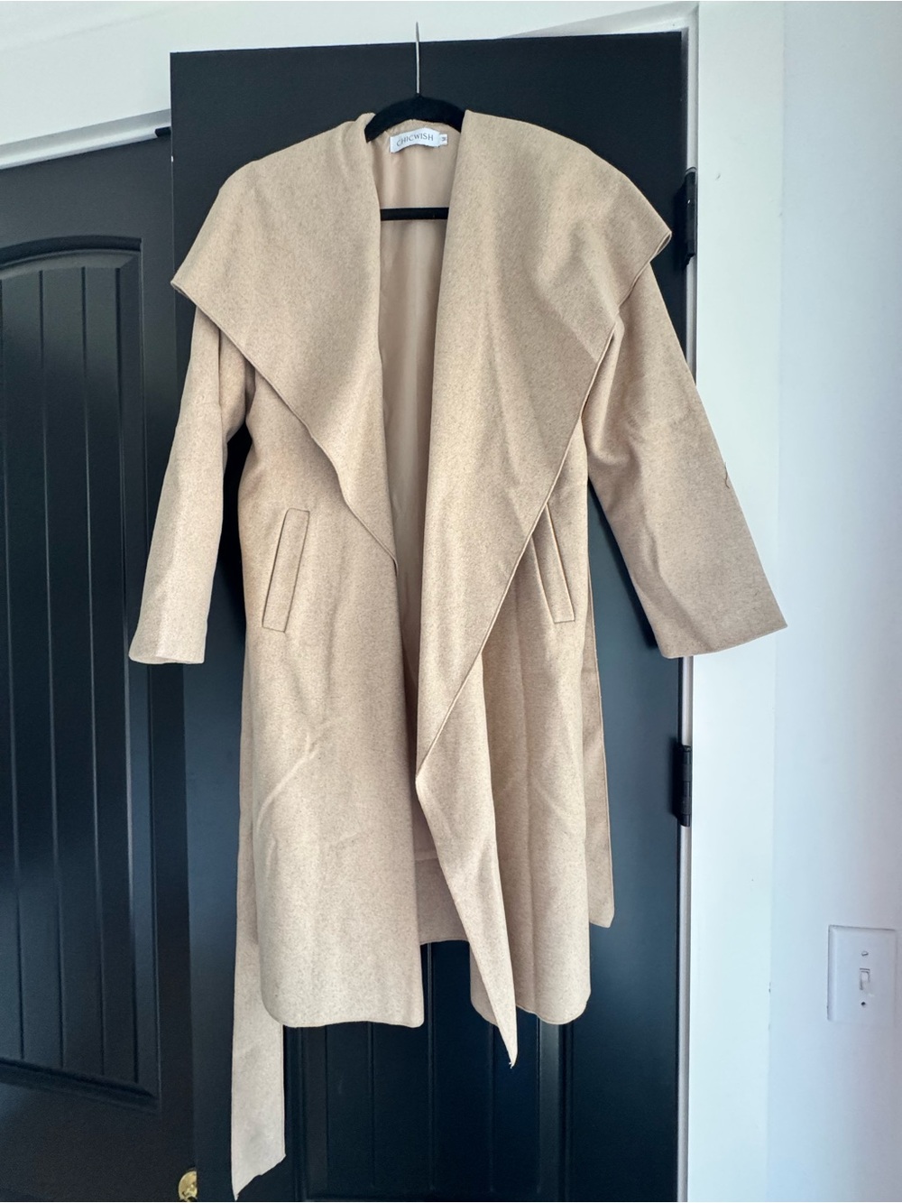Chicwish Sandstone Draped Trench Coat with Waterfall Lapel